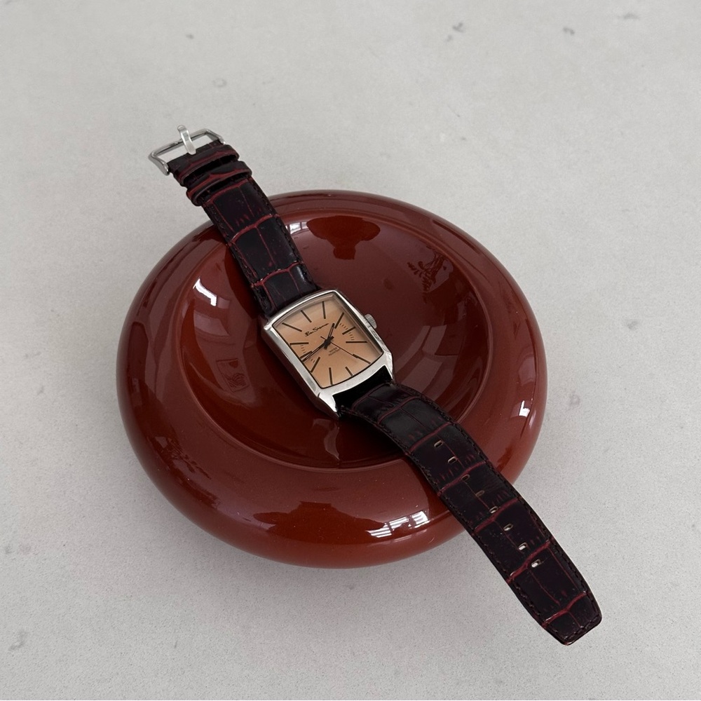 BEN SHERMAN WATCH IN BURGUNDY + SILVER